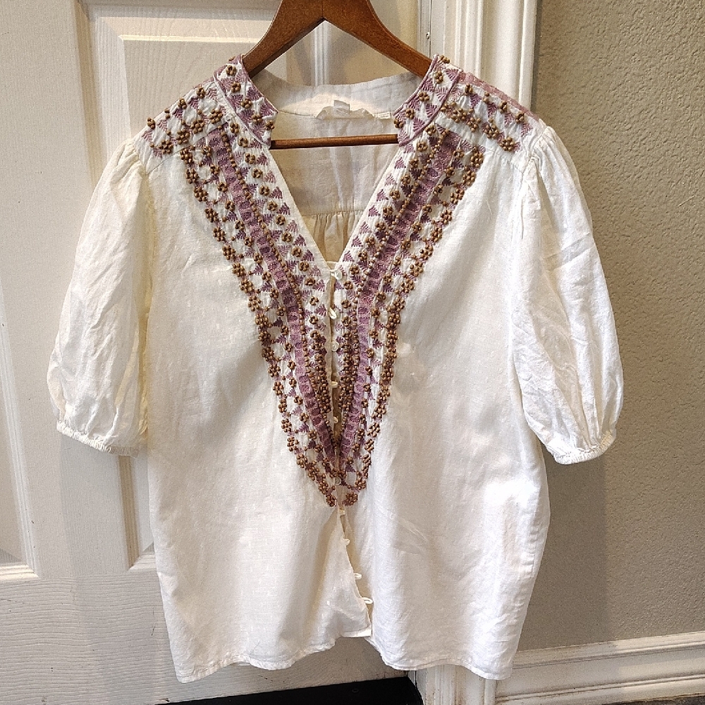 Forever That Girl Embroidered Beaded Blouse